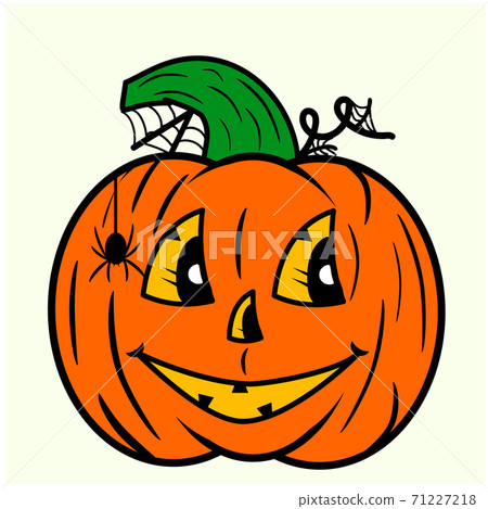 Illustration of a happy Halloween pumpkin, Vector EPS 10 Illustration of a happy Halloween pumpkin, Vector EPS 10 71227218