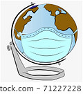 Vector. A globe with a face mask, Vector EPS 10 71227228