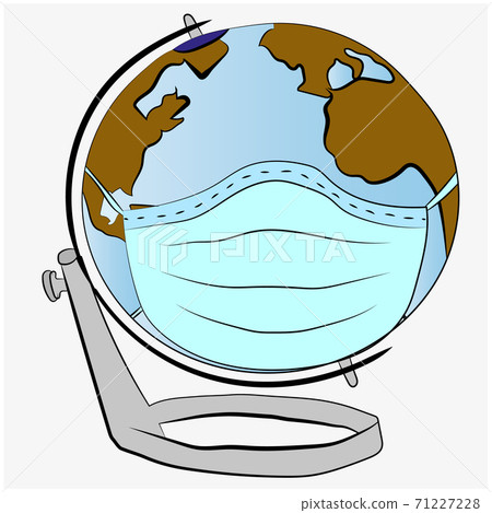 Vector. A globe with a face mask, Vector EPS 10 Vector. A globe with a face mask, Vector EPS 10 71227228