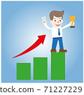 A business man steps up stairs to successful point with business doodles background, Vector EPS 10 71227229