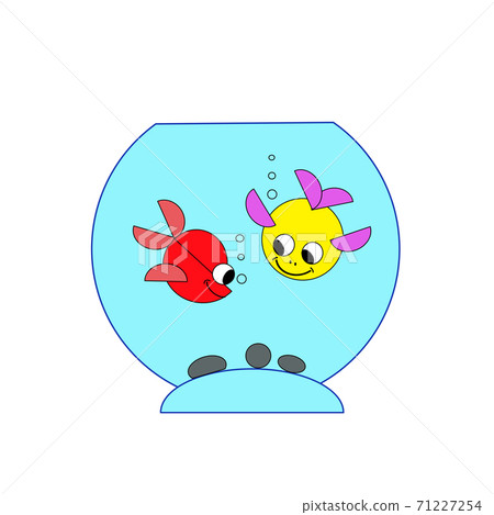 Illustration of an aquarium with two colorful fish, Vector EPS 10 Illustration of an aquarium with two colorful fish, Vector EPS 10 71227254