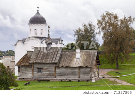 Ancient wooden chapel and St. George Church. Ladoga 71227896