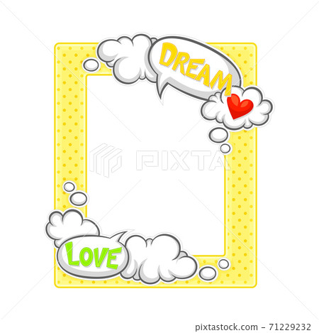 Vertical Collage Photo Frame Decorated with Cloud Bubbles Vector Illustration 71229232