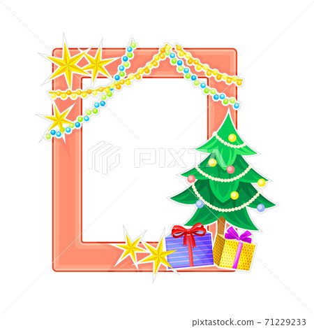 Vertical Photo Frame or Picture Frame Decorated with Winter Holiday Attributes Vector Illustration Vertical Photo Frame or Picture Frame Decorated with Winter Holiday Attributes Vector Illustration 71229233