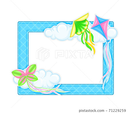 Photo Frame or Picture Frame Decorated with Clouds and Flying Kites Vector Illustration Photo Frame or Picture Frame Decorated with Clouds and Flying Kites Vector Illustration 71229259