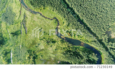 Aerial landscape with natural river 71230149