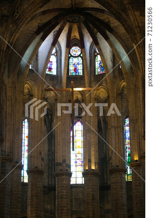 Stained glass and cross in the cathedral of the association Stained glass and cross in the cathedral of the association 71230566