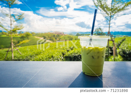 Fresh milk green tea drink made from raw materials from Chui Fong Farm, famous for the sound of Chiang Rai Province, Thailand. Fresh milk green tea drink made from raw materials from Chui Fong Farm, famous for the sound of Chiang Rai Province, Thailand. 71231898