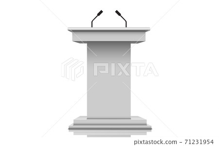 white announcement podium and microphone on the... - Stock Illustration ...