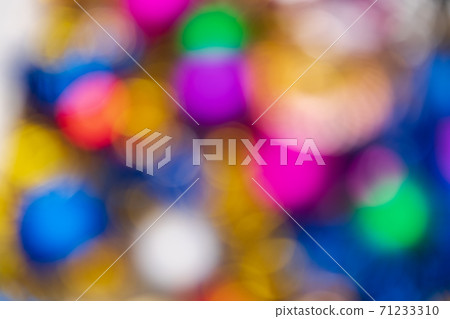 Defocused glowing Xmas balls holiday decorations, abstract blurry bokeh background effect Defocused glowing Xmas balls holiday decorations, abstract blurry bokeh background effect 71233310