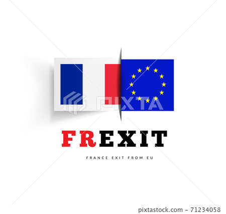 Frexit with flag of France and flag of EU. Vector illsutration 71234058