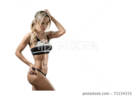 beautiful fitness woman on white background beautiful fitness woman on white background 71234153