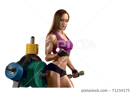 young fitness woman with dumbbells young fitness woman with dumbbells 71234175
