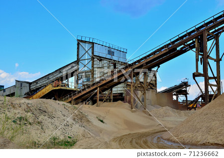 Sand making plant in mining quarry. Crushing factory with production line for crushing, 71236662