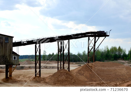 Sand making plant in mining quarry. Crushing factory with production line for crushing, grinding  71236670