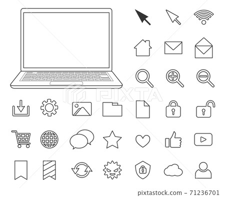 PC and icon set (line art) 71236701