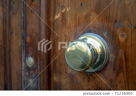 Wooden  door and  copper handle 71236905