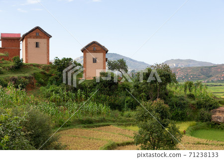 Residential houses of the local population surrounded by beautiful nature Residential houses of the local population surrounded by beautiful nature 71238133