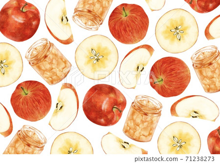 Background of apples and apple jam Watercolor style illustration 71238273