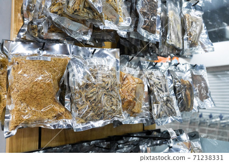 Showcase with dried fish at a grocery store Showcase with dried fish at a grocery store 71238331