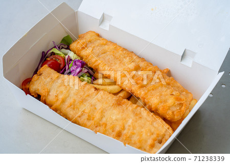 Cardboard boxes with hot food to go. Food delivery Cardboard boxes with hot food to go. Food delivery 71238339