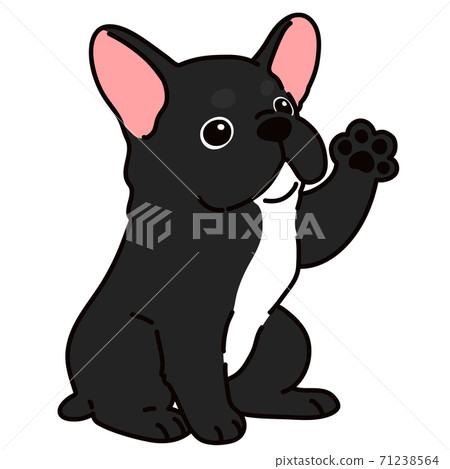 Simple and cute brindle (black) French bulldog illustration with main line Simple and cute brindle (black) French bulldog illustration with main line 71238564
