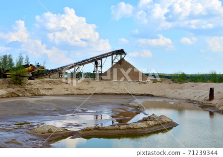 Sand making plant in mining quarry. Crushing factory Sand making plant in mining quarry. Crushing factory 71239344