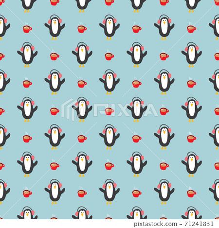 New Year and Christmas seamless pattern with penguins, hand drawn doodles Seamless Pattern. Background Vector Illustration New Year and Christmas seamless pattern with penguins, hand drawn doodles Seamless Pattern. Background Vector Illustration 71241831