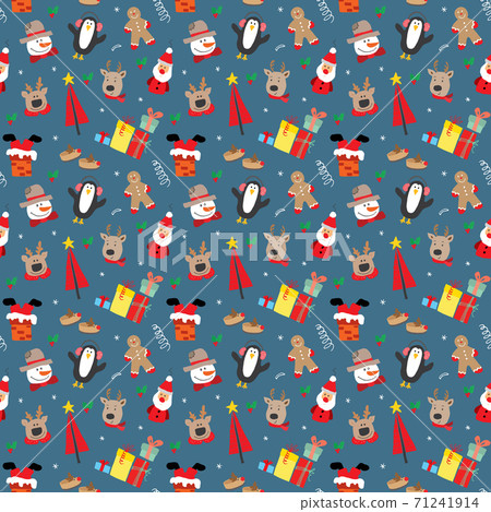 New Year and Christmas seamless pattern, hand drawn doodles Seamless Pattern. Background Vector Illustration New Year and Christmas seamless pattern, hand drawn doodles Seamless Pattern. Background Vector Illustration 71241914