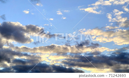 Wide banner Blue sky background with gray clouds 71242693