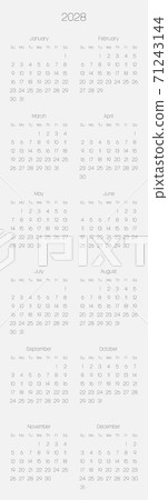Monthly calendar of year 2028 71243144