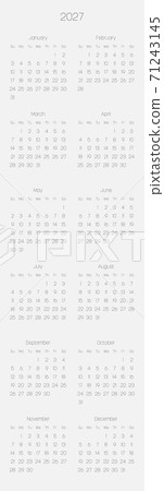 Monthly calendar of year 2027 Monthly calendar of year 2027 71243145