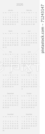 Monthly calendar of year 2025 71243147
