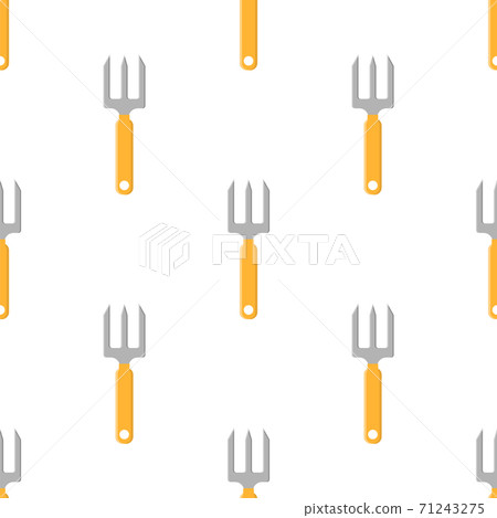 Seamless pattern with cartoon small pitchforks on white background. Gardening tool. Vector illustration for any design. Seamless pattern with cartoon small pitchforks on white background. Gardening tool. Vector illustration for any design. 71243275