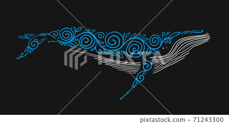 Wild Whale with Ethnic Ornaments - Stock Illustration [71243300] - PIXTA