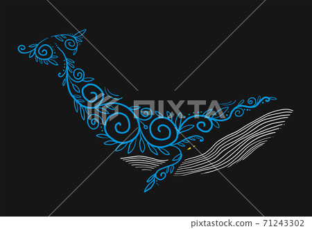 Wild Whale with Ethnic Ornaments - Stock Illustration [71243302] - PIXTA