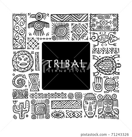 Ethnic mexican decor. Handmade background for your design. Tribal tattos elements 71243326