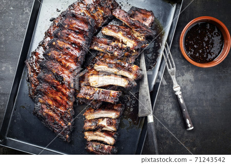 spare ribs St Louis style with hot honey chili marinade spare ribs St Louis style with hot honey chili marinade 71243542