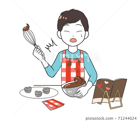 Dirty men making Valentine's chocolate Dirty men making Valentine's chocolate 71244024