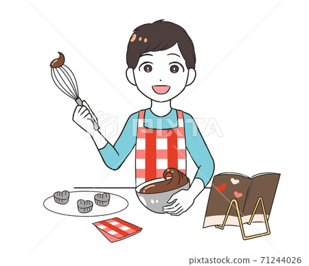 Men making Valentine's chocolate Men making Valentine's chocolate 71244026