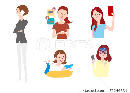 Woman operating a smartphone 71244784