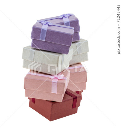 vertical set red giftbox pink and gray on a white background vertical set red giftbox pink and gray on a white background 71245442