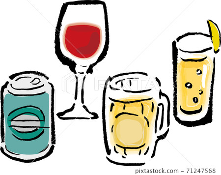 Pop hand-drawn illustrations of various alcoholic beverages and drinks Pop hand-drawn illustrations of various alcoholic beverages and drinks 71247568