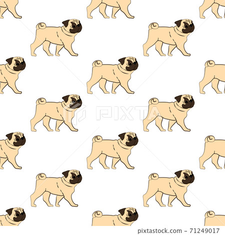 Pug cute funny dog vector seamless pattern - Stock Illustration ...