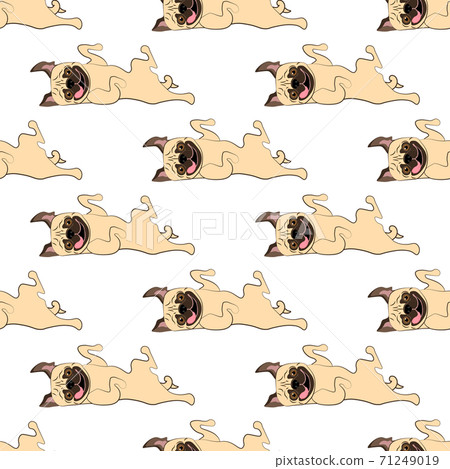 Pug cute funny dog vector seamless pattern - Stock Illustration ...