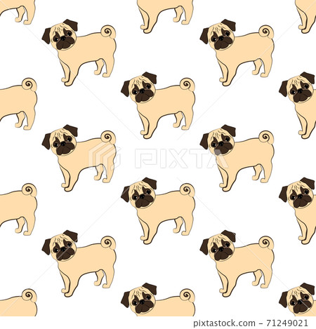 Pug cute funny dog vector seamless pattern - Stock Illustration ...