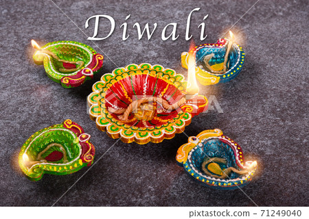 clay lit light a fire already on Diya or oil lamp clay lit light a fire already on Diya or oil lamp 71249040