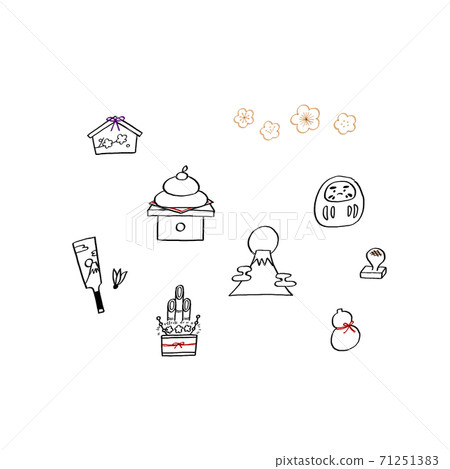 New year line drawing illustration set New year line drawing illustration set 71251383