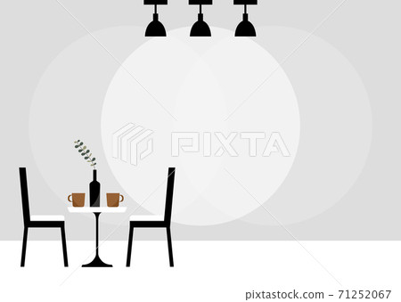 Illustration of black chair table set and lighting 71252067
