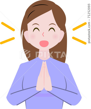 A woman who rejoices with both hands 71252093